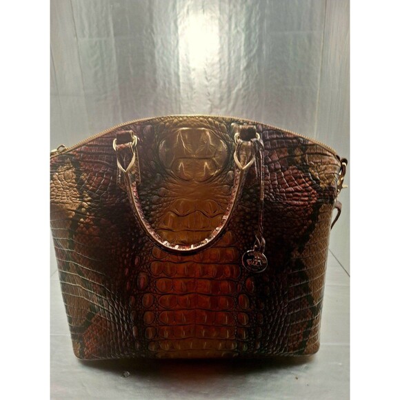 Brahmin Large Duxbury Ombre Reptilian Embossed Croc Satchel & Dust Cover - Picture 1 of 12